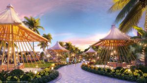 Chòi nướng BBQ dọc bãi cát trắng bên hồ Tropical Lagoon